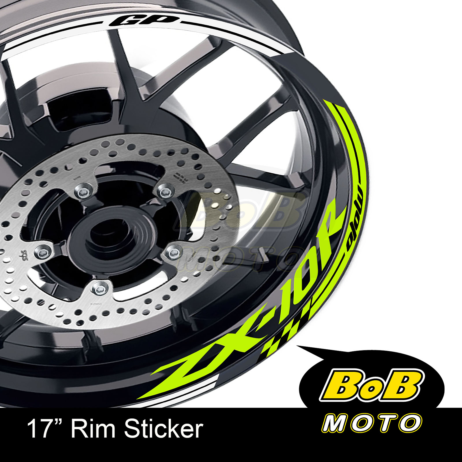 Blue 17 Inch Rim Wheel Sticker ARROW For Ninja ZX-10R 04 05 06 07 08